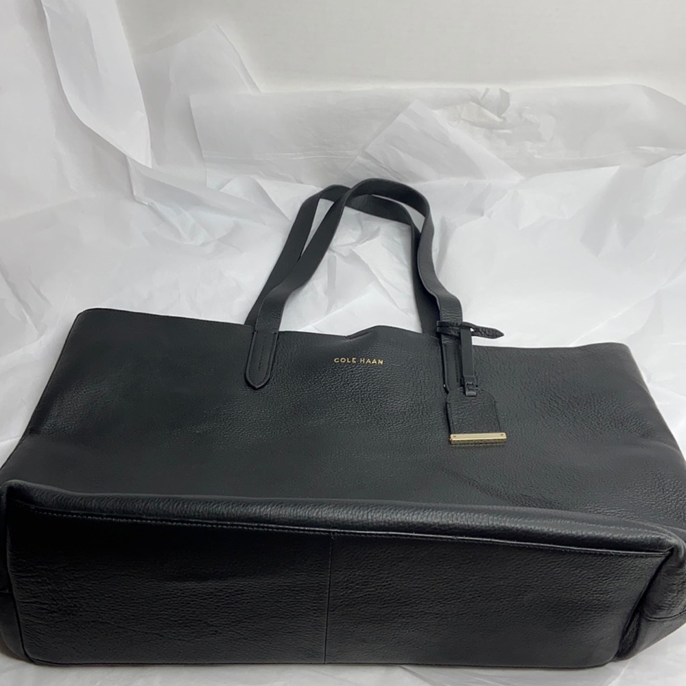 Cole Haan 13 x 13.5 x 4.5 large black leather tote
